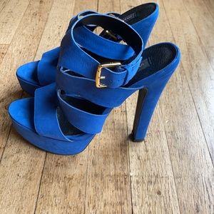 Steven by Steve Madden  blue suede high heel platform sandal